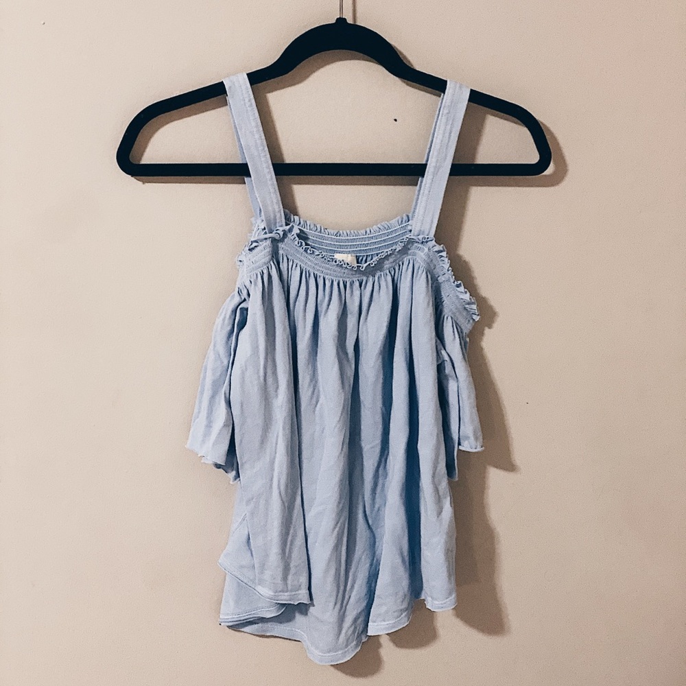 Light Blue Off Shoulder Free People Tank